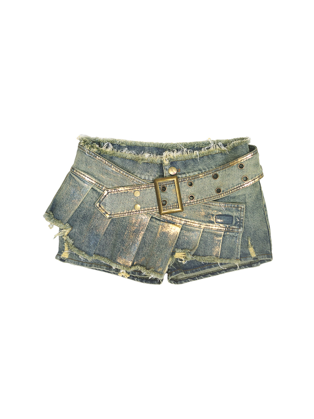 CestNous|Women's Patchwork Pleated Denim Skort - PSYLOS 1, CestNous|Women's Patchwork Pleated Denim Skort, Shorts, CestNous, PSYLOS 1